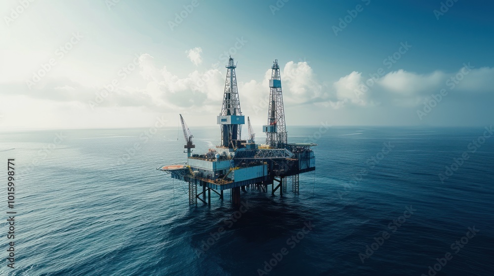 Offshore Oil Rig Platform in Calm Waters Offshore Oil Rig Platform in Calm Waters