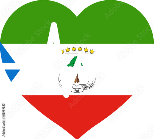 EQUATORIAL GUINEA Flag in Heart with Pulse