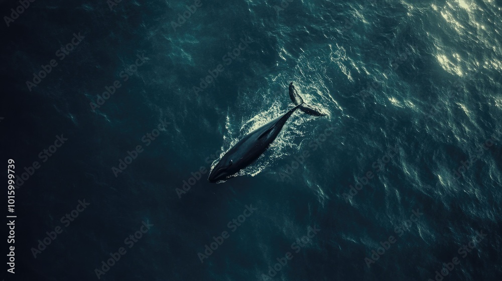 A stunning view of a whale swimming near the ocean surface. Plenty of space for copy in the surrounding sea. A stunning view of a whale swimming near the ocean surface. Plenty of space for copy in the surrounding sea.