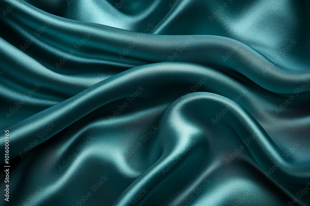 Obraz premium Teal Satin Fabric Draped Background Texture