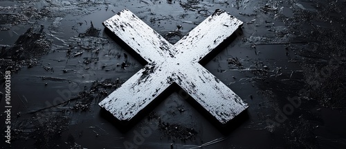 Detailed illustration of a large white X on a glossy black surface, symbolizing social media and digital communication, highresolution and vivid photo