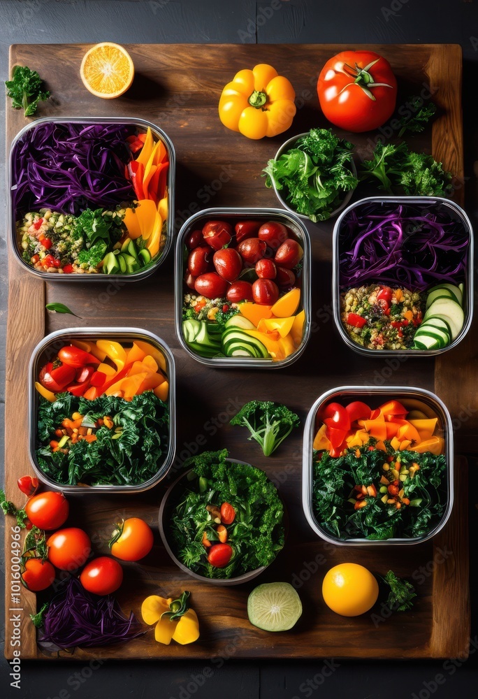 vibrant diverse plant based meal prep options featuring rainbow fresh ingredients eye catching presentation, lgbtq, lgbt, pride, colorful, love, equality