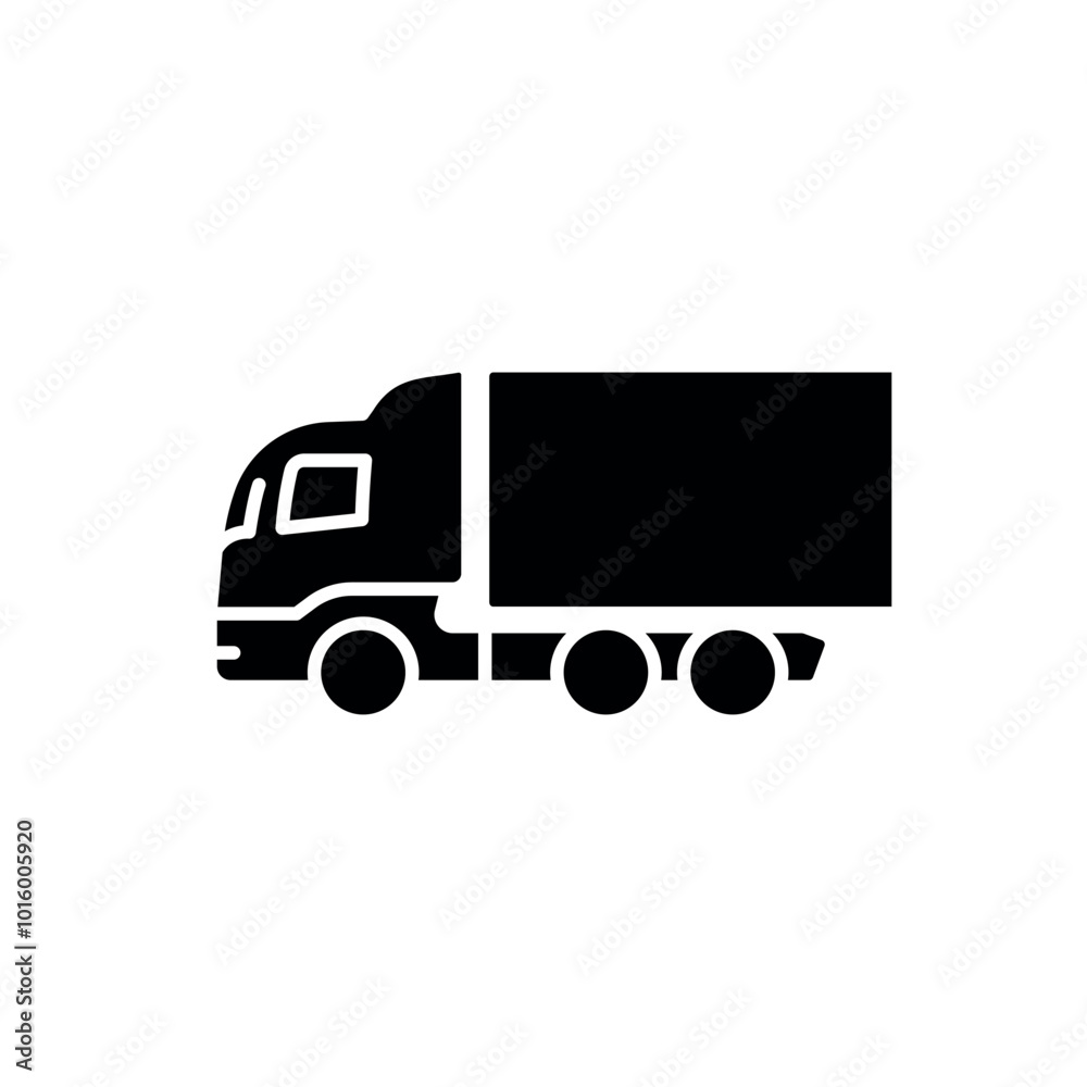 Delivery truck with trailer simple glyph icon. Vector solid isolated black illustration. Delivery truck with trailer simple glyph icon. Vector solid isolated black illustration.