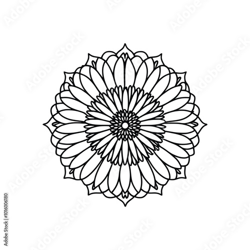 Stunning Chrysanthemum Mandala Artwork for Therapeutic and Creative Adult Coloring Books
