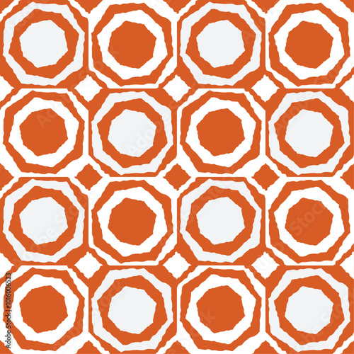 Pattern of orange and white tiles. Seamless stylish checkers pattern.