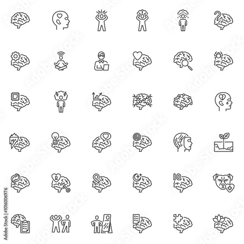 Psychology related line icons set