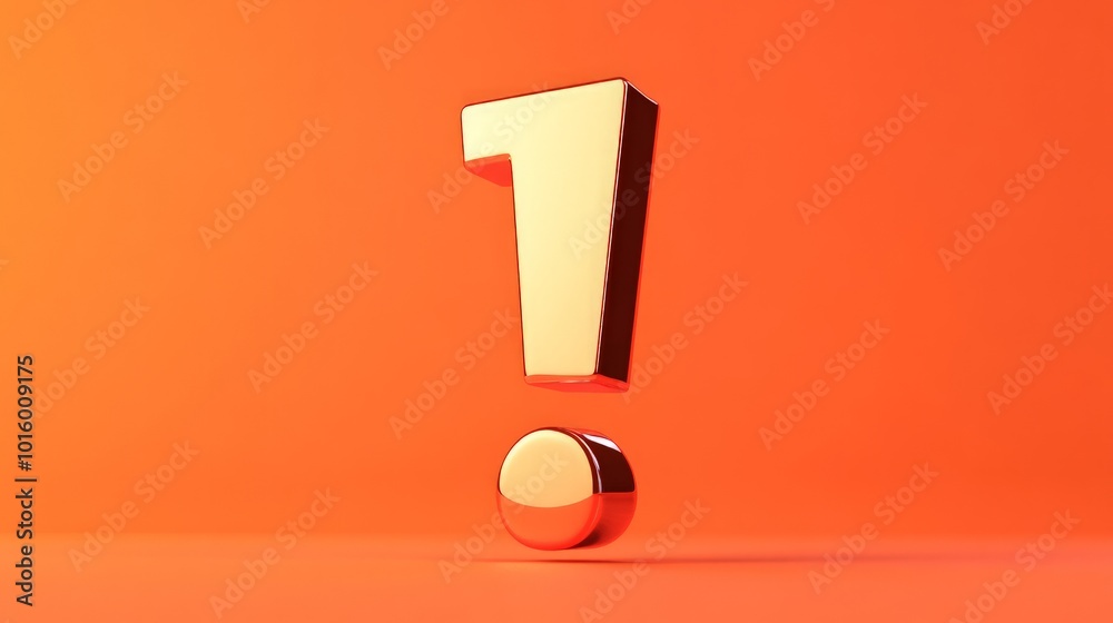 Three-dimensional rendering of a vibrant exclamation mark, colorful design elements, dynamic composition, eye-catching visual for attention-grabbing content or signage