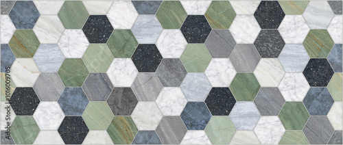 Hexagon mosaic seamless Wall and Floor with a modern abstract geometric pattern.
