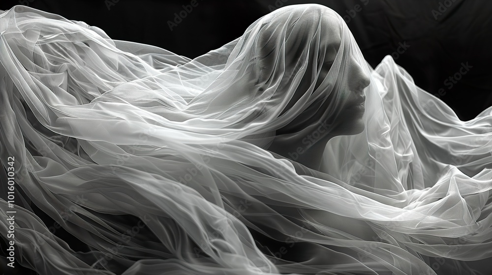 Veiled Woman: A Black and White Portrait Veiled Woman: A Black and White Portrait