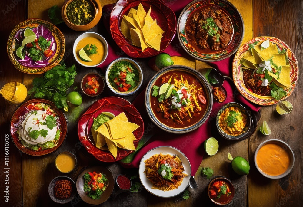 colorful array authentic mexican dishes artistically plated stunning culinary display, taco, salsa, guacamole, nachos, enchilada, quesadilla, tamale colorful array authentic mexican dishes artistically plated stunning culinary display, taco, salsa, guacamole, nachos, enchilada, quesadilla, tamale