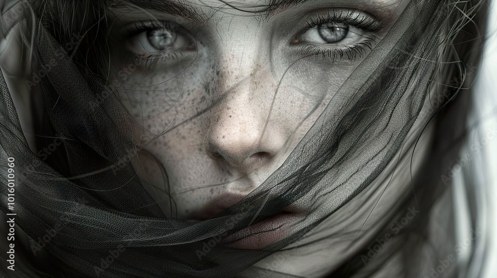 Close-up Portrait of a Woman with a Veil Close-up Portrait of a Woman with a Veil