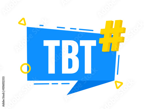 Tbt banner with hashtag icon for social media marketing