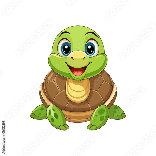 vector illustration of a cute turtle isolated on white background.