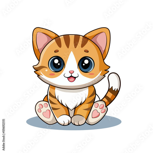 Cartoon cat kitten isolated on white background , vector illustration design.