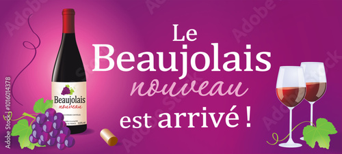 BEAUJOLAIS NOUVEAU - Ambiance festive - Illustration vectorielle