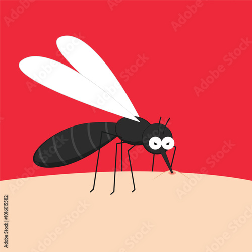 Mosquito bites. mosquito cartoon. wallpaper. free space for text. copy space.