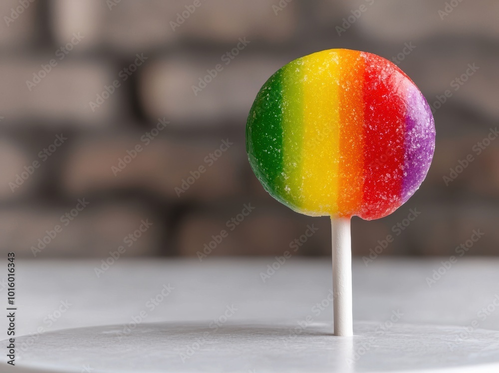 Colorful rainbow lollipop on a stick Colorful rainbow lollipop on a stick
