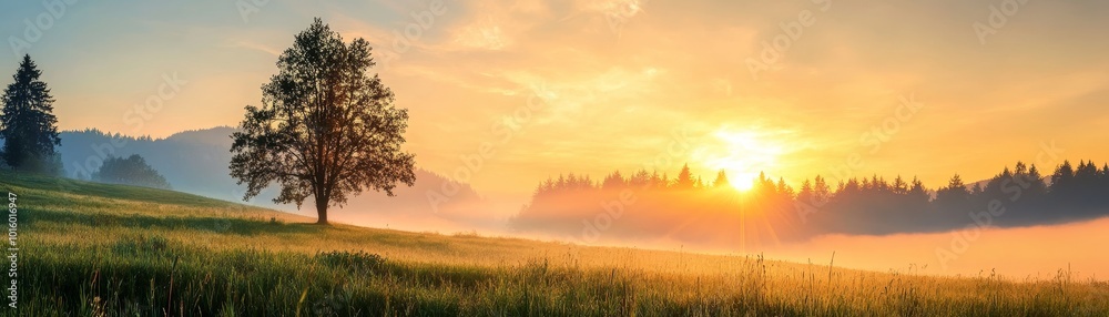 Sunrise Over Misty Meadow Sunrise Over Misty Meadow