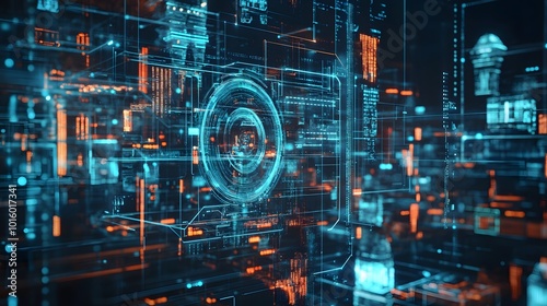 Smart city digital world metaverse, 3D AI artificial intelligence robot engineer digital technology security power energy sustainable environment technology futuristic interface, 3D city interface. 