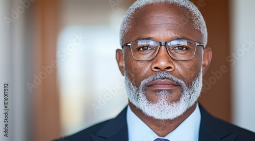 Serious mature businessman with glasses and beard photo