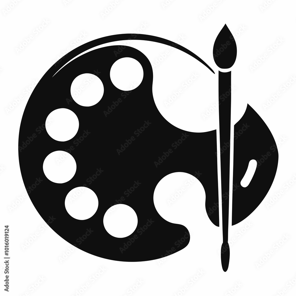 Painter's palette with a paintbrush silhouette vector illustration
Painter's palette with a paintbrush silhouette vector illustration