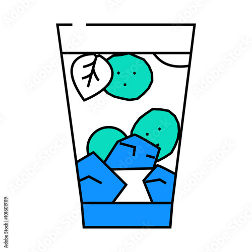 drink with cucumber line icon vector. drink with cucumber sign. isolated symbol illustration