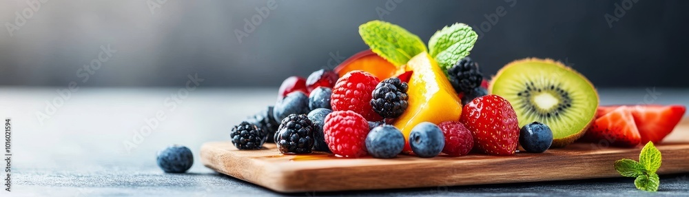Fresh Summer Fruit Salad with Berries and Kiwi Fresh Summer Fruit Salad with Berries and Kiwi