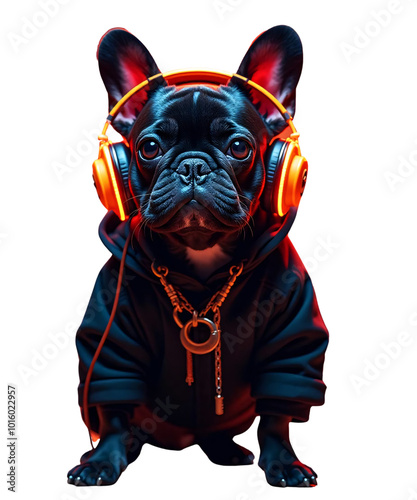 Cool DJ Hippo Hiphop with big headphones photo