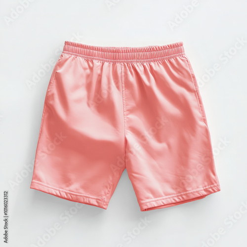 Catalog photo mockup, pink sports shorts, clean white background, Ai generated images