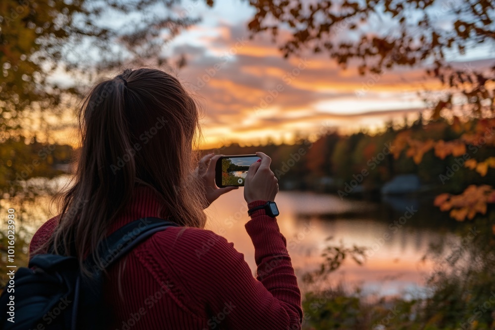 Capturing a beautiful sunset over the calm lake. The warm colors blend beautifully in the sky. A perfect moment for photography lovers. Generative AI Capturing a beautiful sunset over the calm lake. The warm colors blend beautifully in the sky. A perfect moment for photography lovers. Generative AI