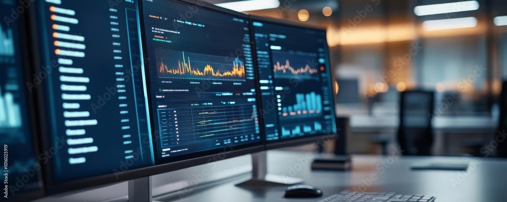 AI-powered digital marketing, holographic analytics dashboard, modern office setting AI-powered digital marketing, holographic analytics dashboard, modern office setting