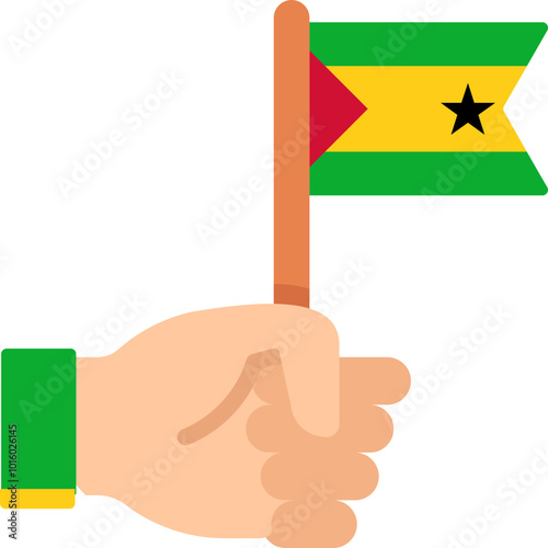 Flag In Hand Icon of SAO TOME & PRINCIPE Flag