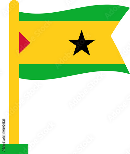 SAO TOME & PRINCIPE Flag Crisp Flown