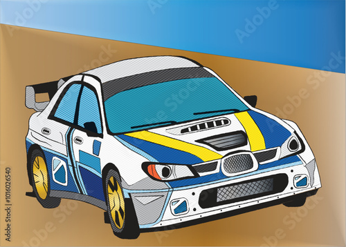 color vector illustration of modern fast rallye racing car