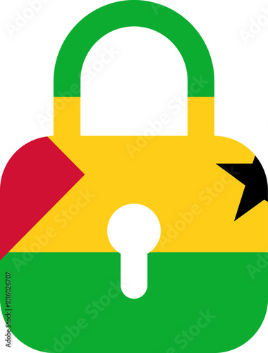 SAO TOME & PRINCIPE flag on Lock icon