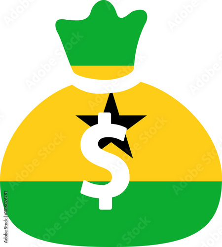 SAO TOME & PRINCIPE Flag on Money bag icon