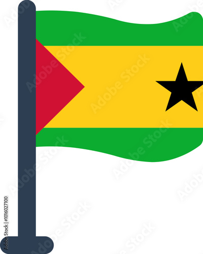 SAO TOME & PRINCIPE Flag Rounded