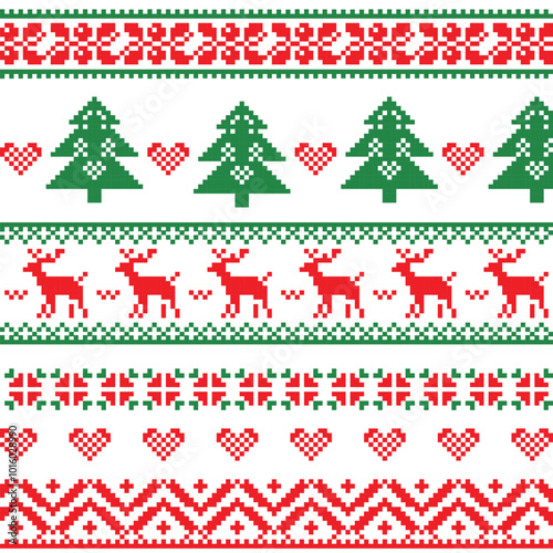 cross titch christmas pattern with christmas trees photo