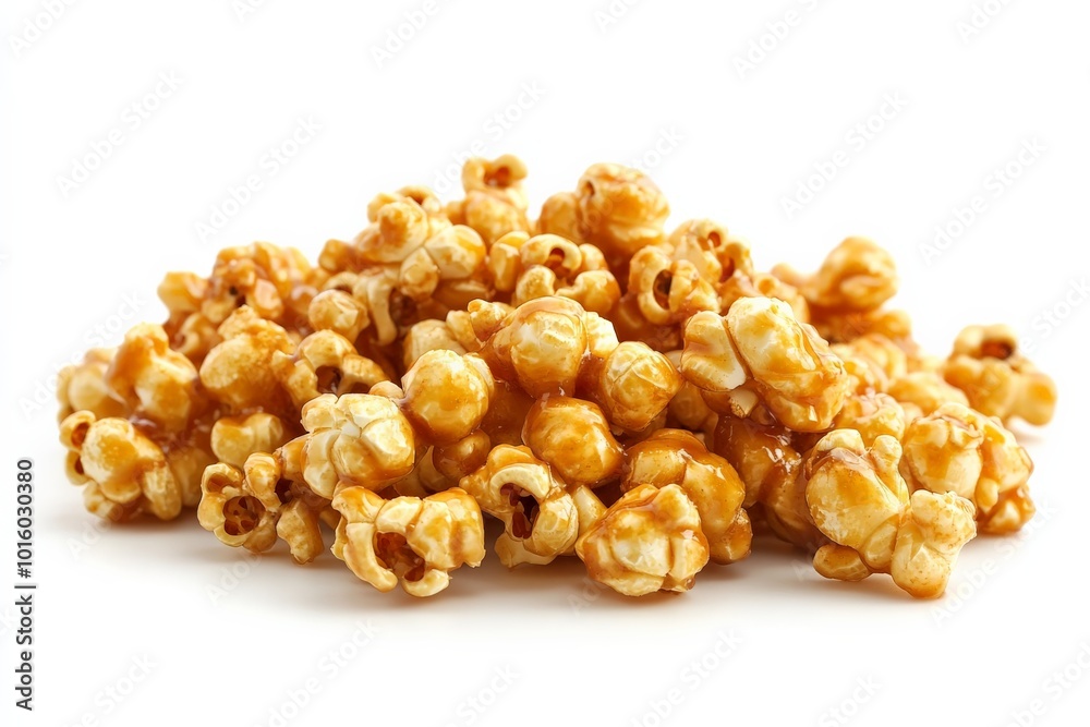 A delightful heap of richly golden caramel popcorn sits on a neutral backdrop, perfectly capturing the enticing charm of this classic sweet and crunchy treat. A delightful heap of richly golden caramel popcorn sits on a neutral backdrop, perfectly capturing the enticing charm of this classic sweet and crunchy treat.