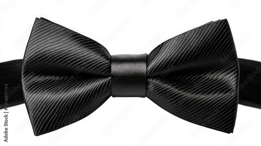 Elegant black bow tie displayed against a clean background, perfect for formal occasions, showcasing timeless style and sophistication in men's fashion accessories. Elegant black bow tie displayed against a clean background, perfect for formal occasions, showcasing timeless style and sophistication in men's fashion accessories.