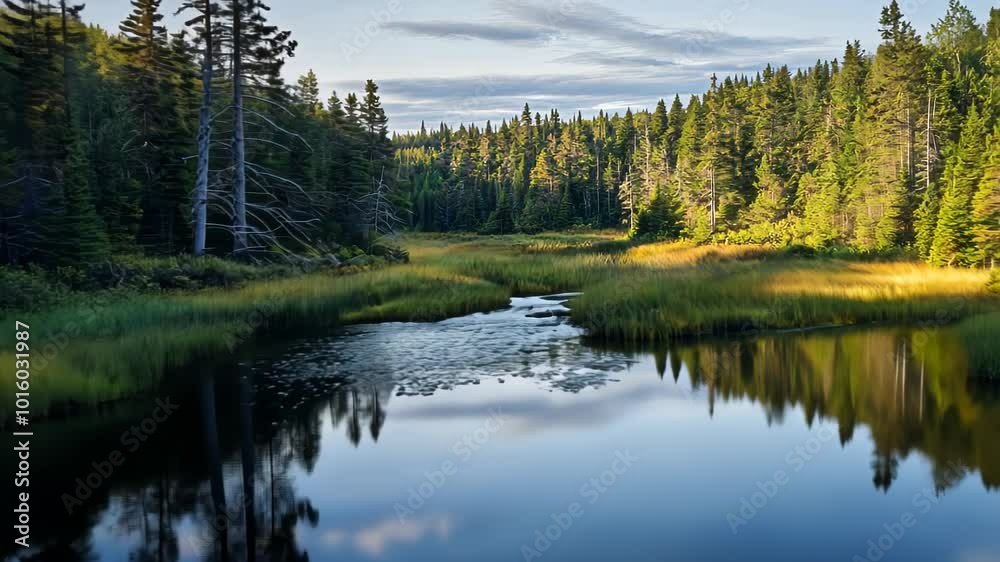 Tranquil forest scene with a reflective pond surrounded by lush greenery and trees. Tranquil forest scene with a reflective pond surrounded by lush greenery and trees.