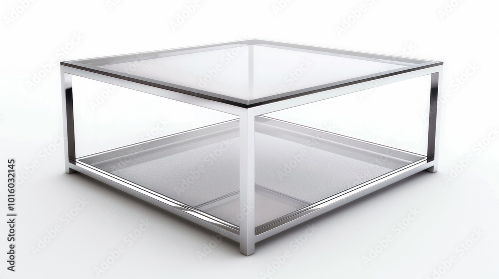 Glass Coffee Table with Chrome Frame and Shelf Glass Coffee Table with Chrome Frame and Shelf
