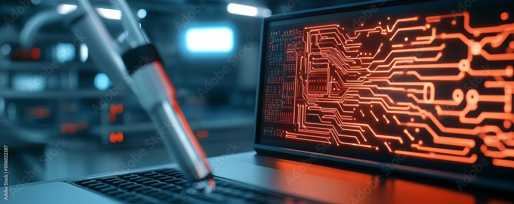 Quantum computing breakthrough, AI visualizing data, neon circuits in ...