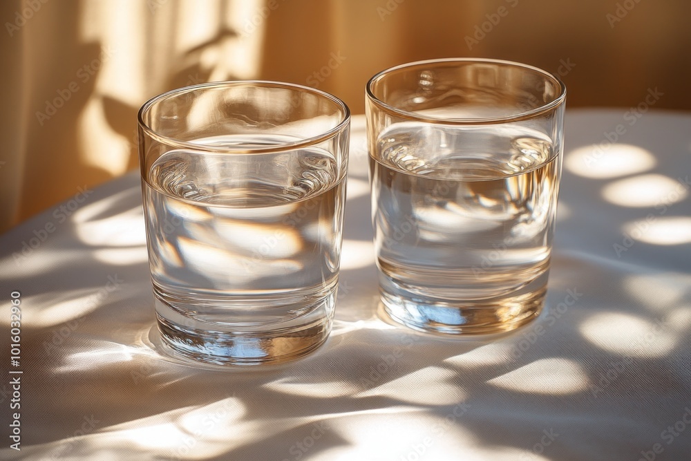 Two Glasses of Water with Sunbeams Two Glasses of Water with Sunbeams