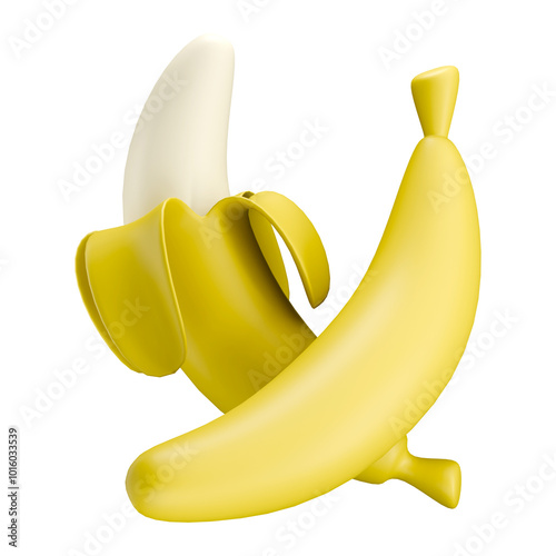 3d icon two bananas with no background