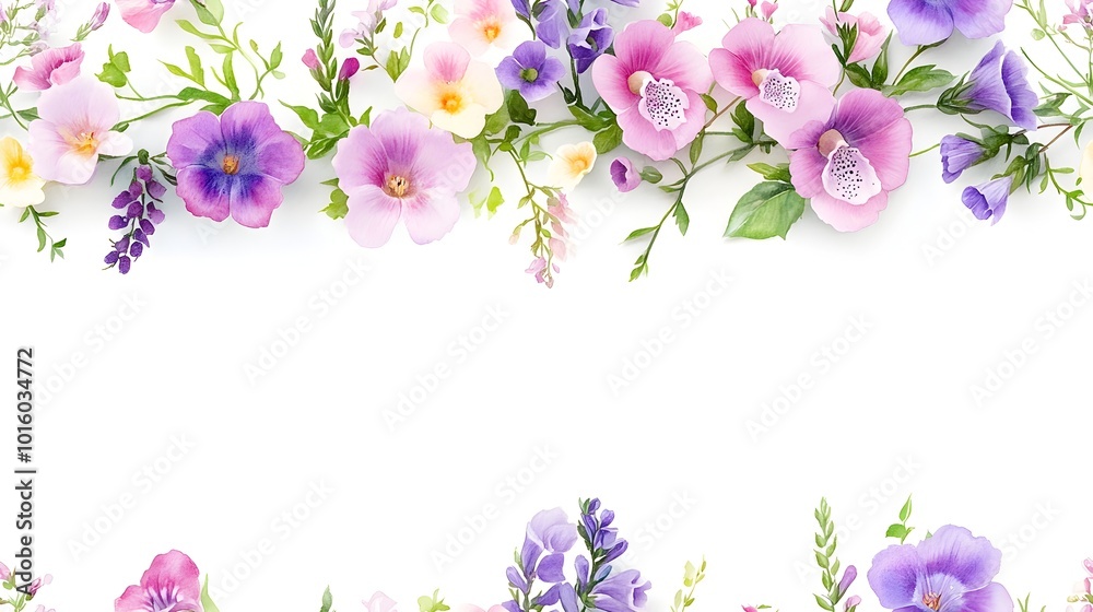 Soft Watercolor Foxglove Flowers in Gentle Purple Tones on Light Background Soft Watercolor Foxglove Flowers in Gentle Purple Tones on Light Background