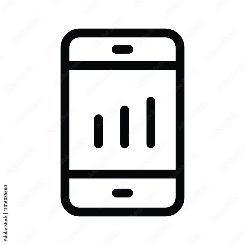 Mobile phone displaying a graph symbolizing mobile data or analysis