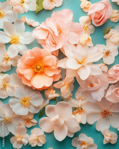 beautiful spring flowers on paper background