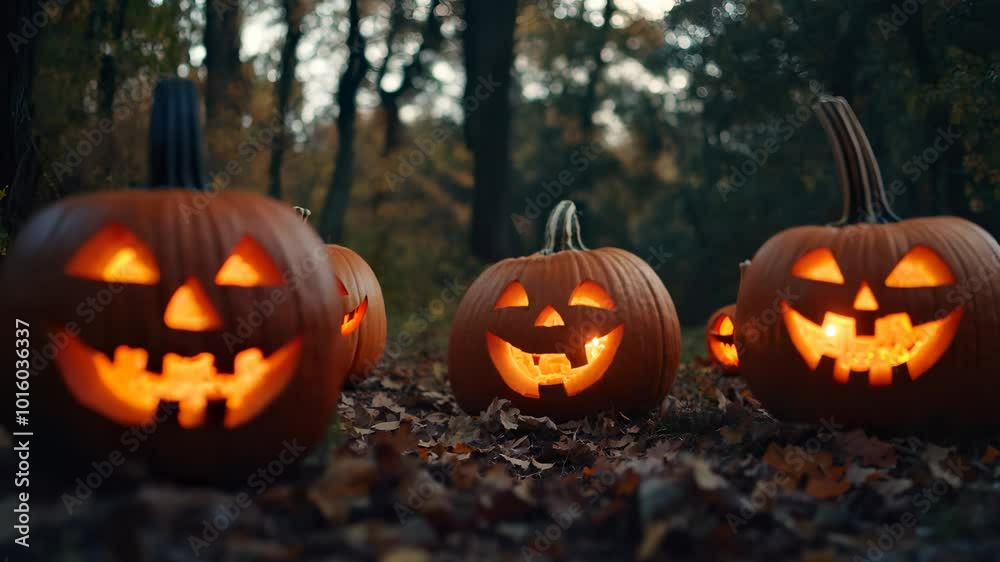 Pumpkins with their mouths open and lit up. Spooky and Halloween-like Pumpkins with their mouths open and lit up. Spooky and Halloween-like