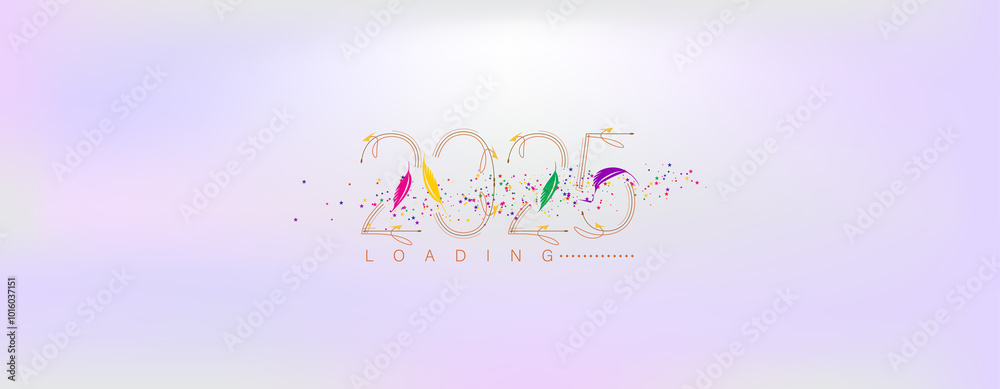 Naklejka premium An eye-catching Happy New Year 2025 wallpaper, featuring a colorful and beautiful design to mark the new year celebration